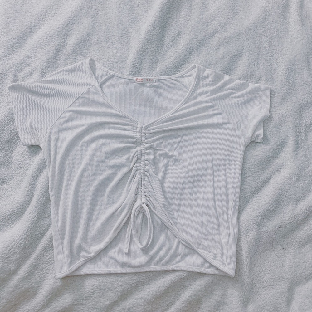 White Drawstring Crop Top